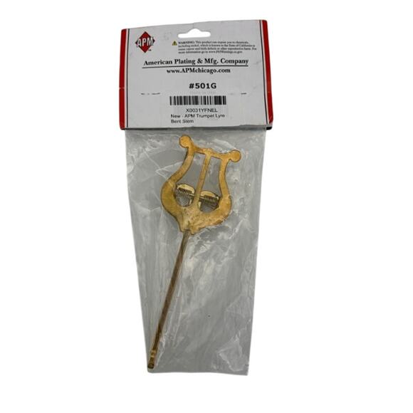 New APM #501G Trumpet Lyre Bent Stem Brass Plated Music Accessory - Picture 5 of 6
